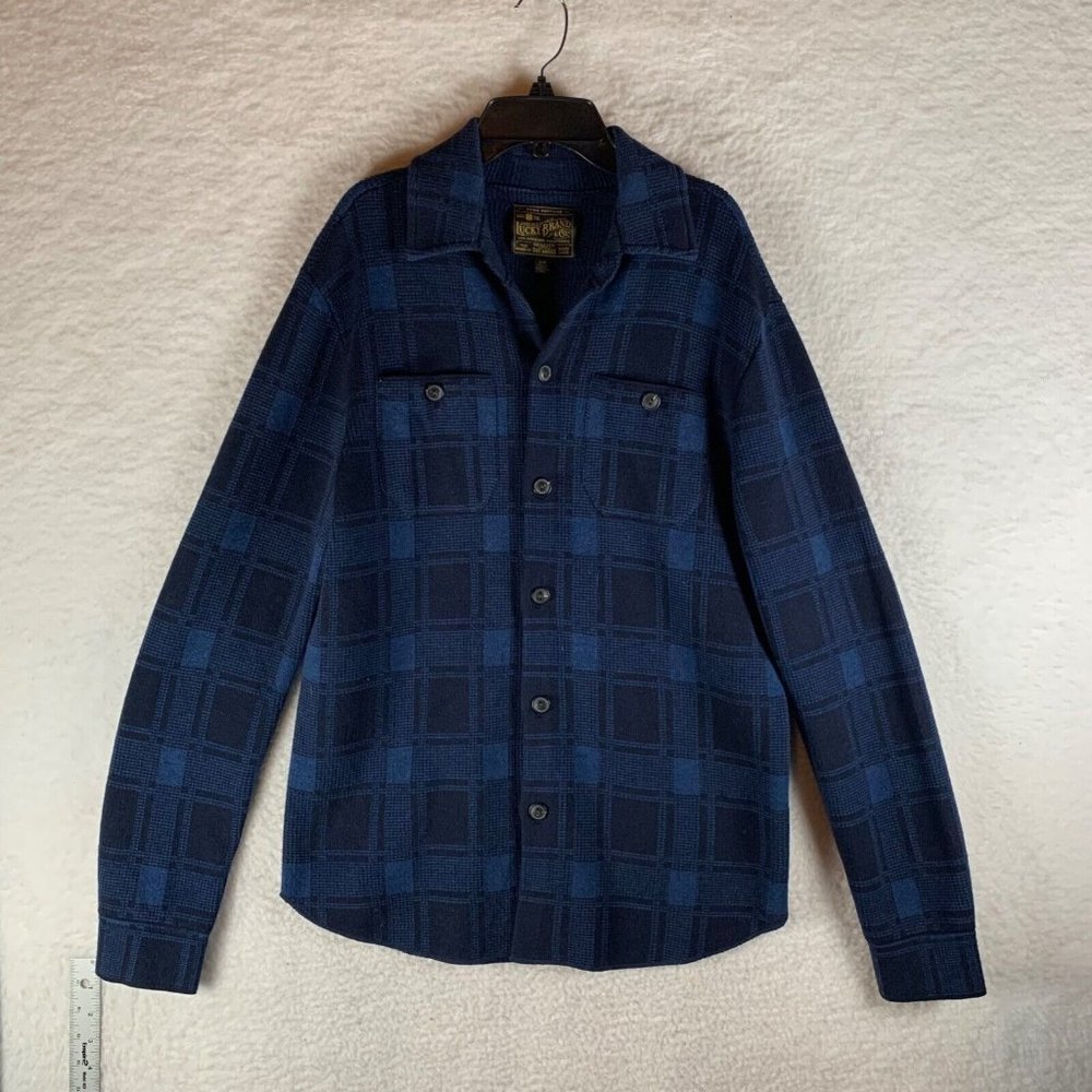 Lucky Brand Men's Button Down Plaid Blue Flannel Long Sleeve Shirt Size S 8770